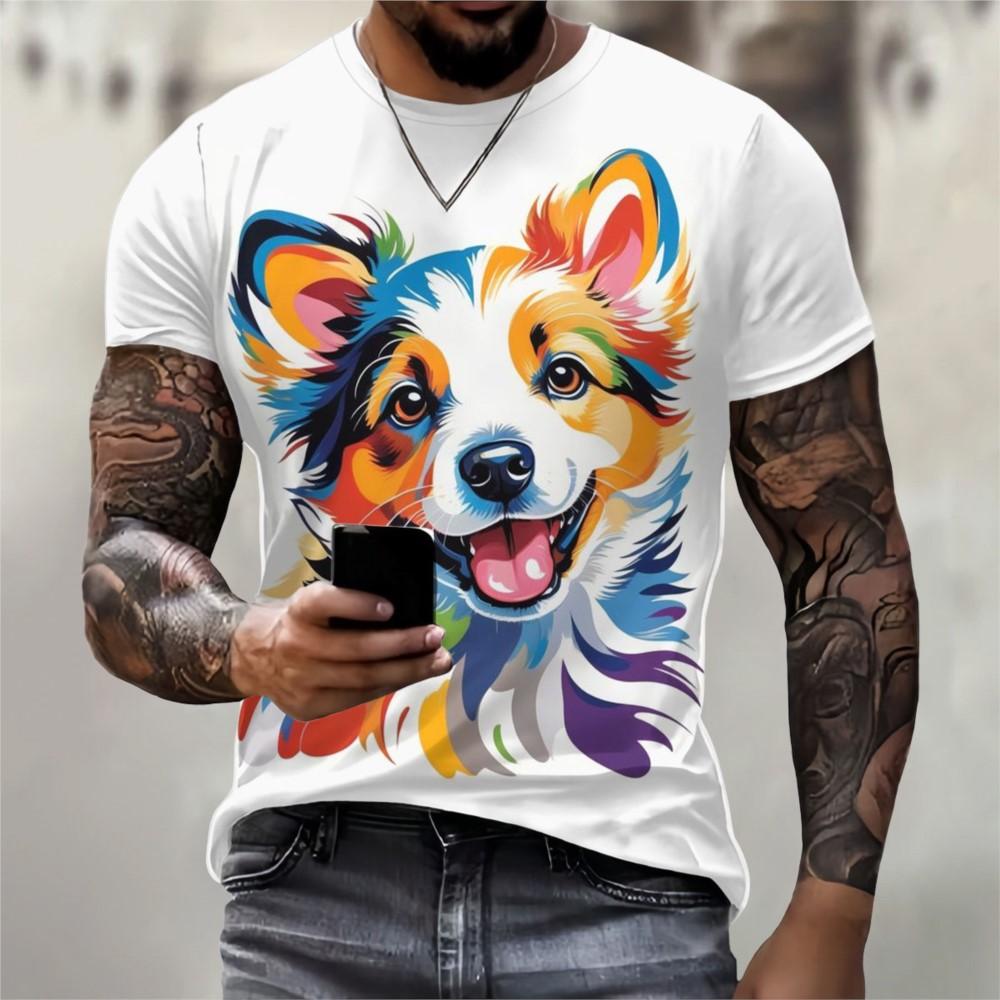 Смешные 3D-принт Футболки с животными Хип-хоп Короткий рукав Оверсайз Мужские футболки