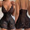 Женское прозрачное модное боди с бантом, порнографическое плюшевое боди, кукольное кружевное черное платье, сексуальное нижнее белье без покрытия, пижама