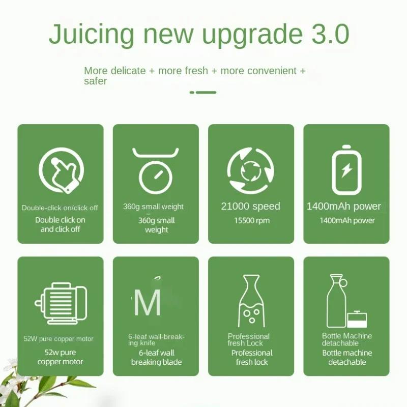 Мини-блендер для свежего сока USB Электрический портативный блендер Фруктовый экстрактор Молочный смузи Свежий соковый блендер Дорожный миксер для фруктов