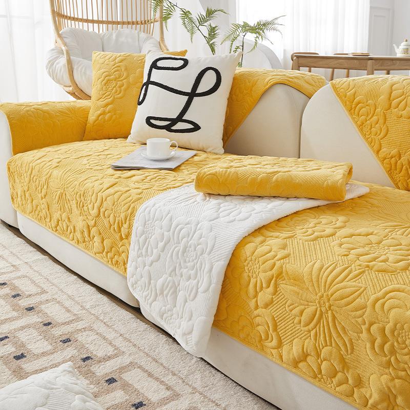 Зимний утолщенный плюшевый коврик для дивана с принтом, противоскользящий и пылезащитный чехол для дивана, L-образный диван, полное покрытие, диван, полотенце, наволочка