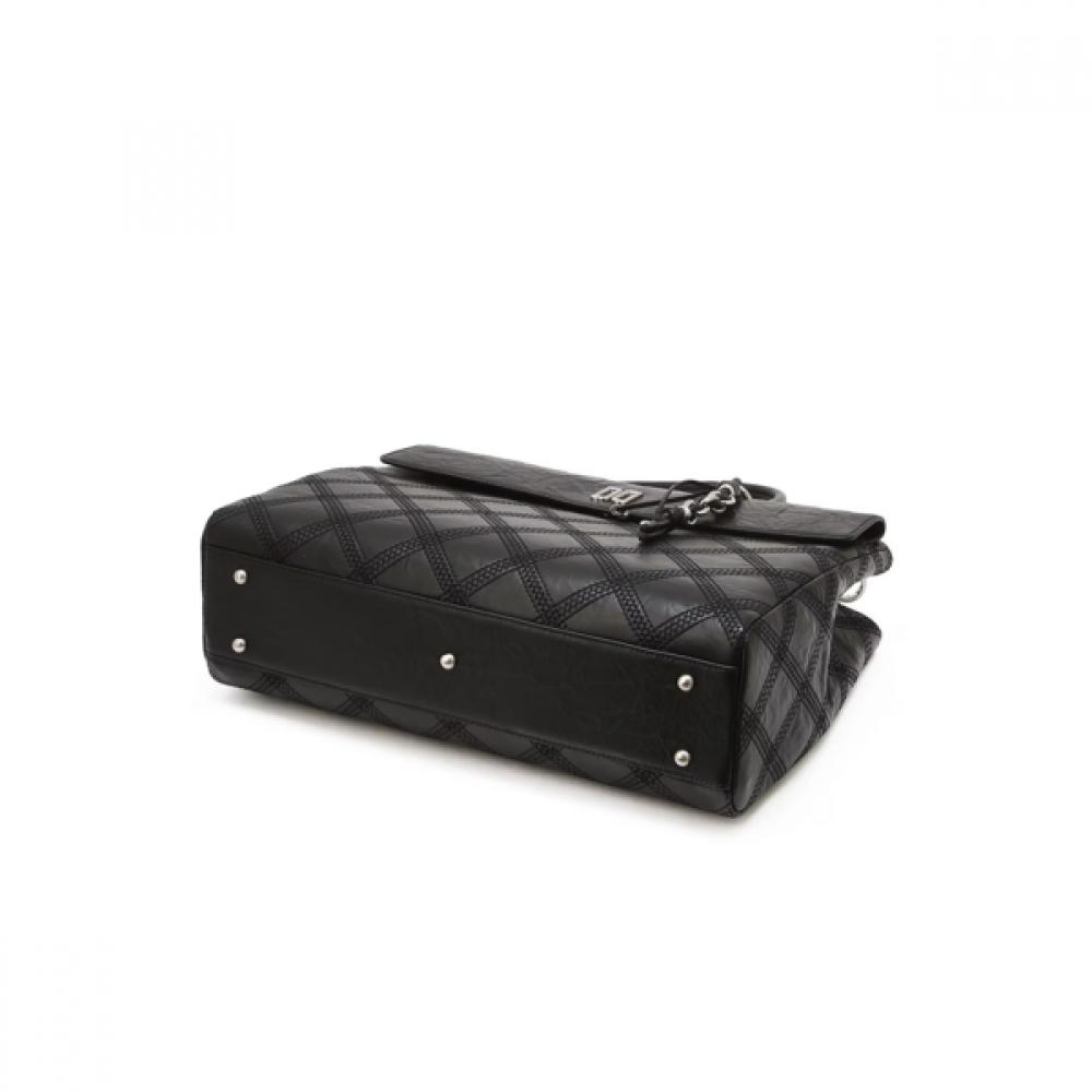 Daks Black Leather Dd Logo Tote Bag Dcba6f325bk