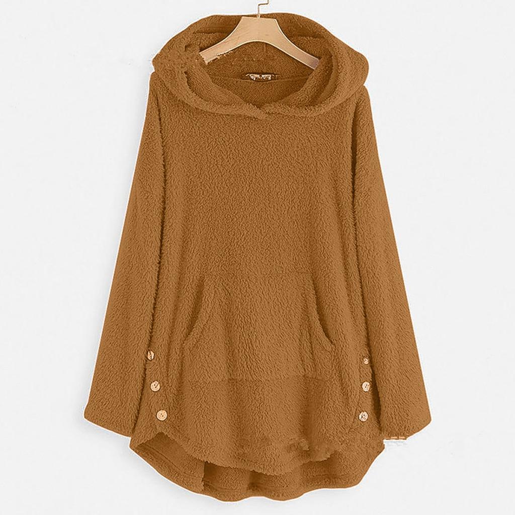 Женская мода и зима однотонный длинный рукав с капюшоном флисовый свитер
