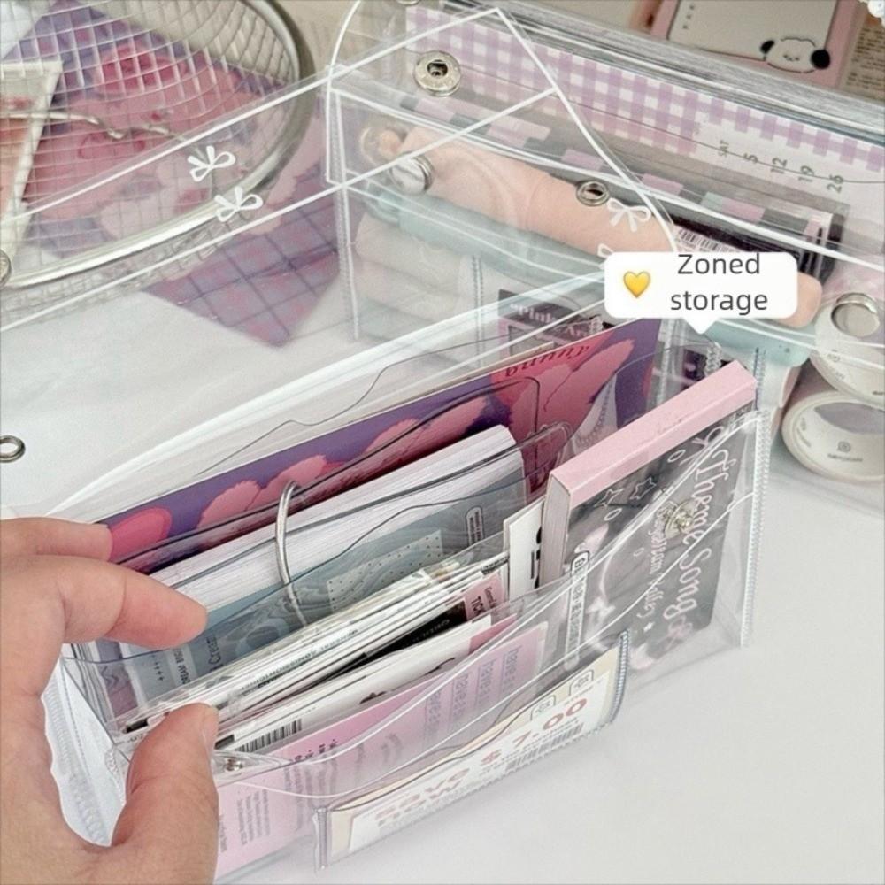 Large Capacity Transparent Pen Bag Clear Stationery Organizer Cosmetic Bag Stationery Storage
