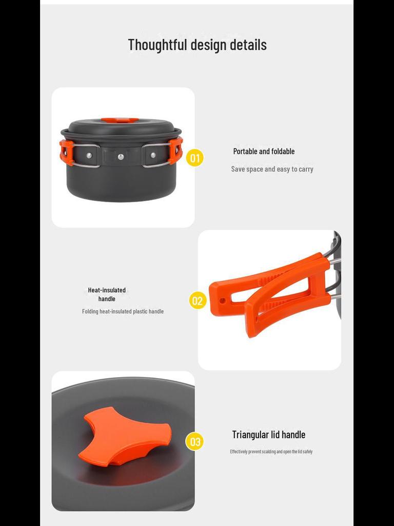 DS-200 Portable Camping Stove Set: Non-Stick Pan for 1-2 Persons