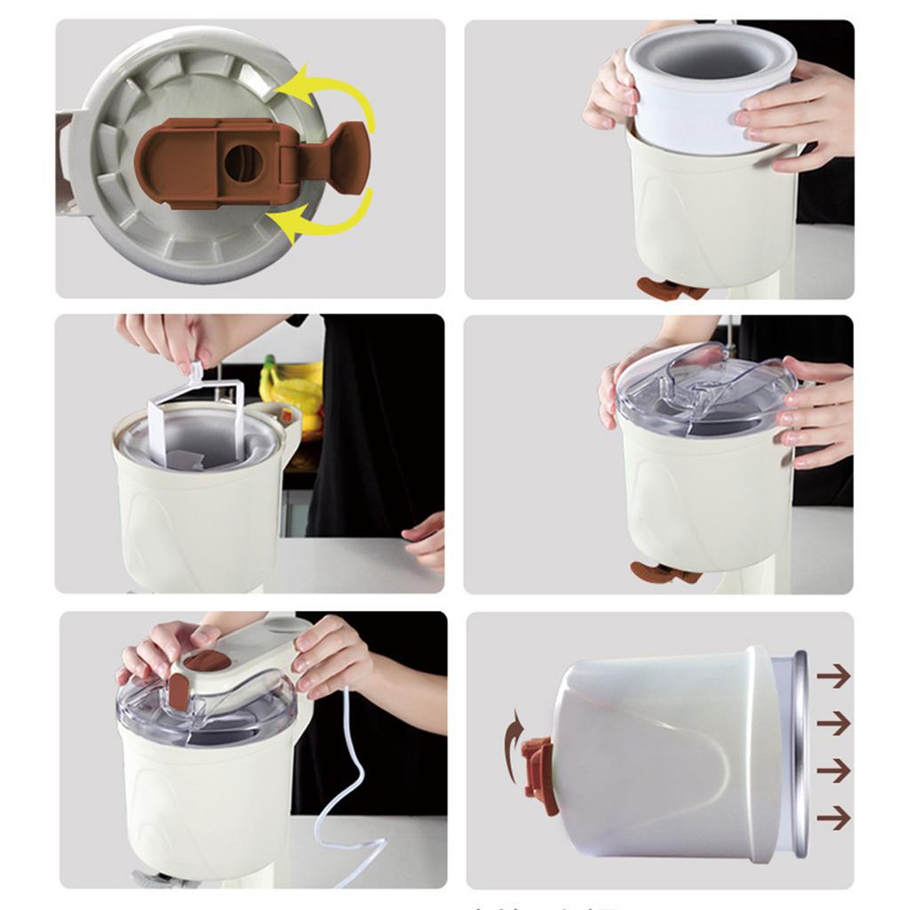 Mini Ice Cream Maker Machine Automatic Frozen Yogurt Machine Maker 1000ml for Sorbet Milkshakes