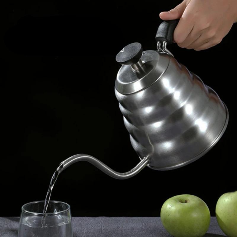 Stainless Steel Coffee Kettle with Thermometer, Gooseneck Thin Spout for Hand Drip Pour Over Coffee Tea Pot Teapot
