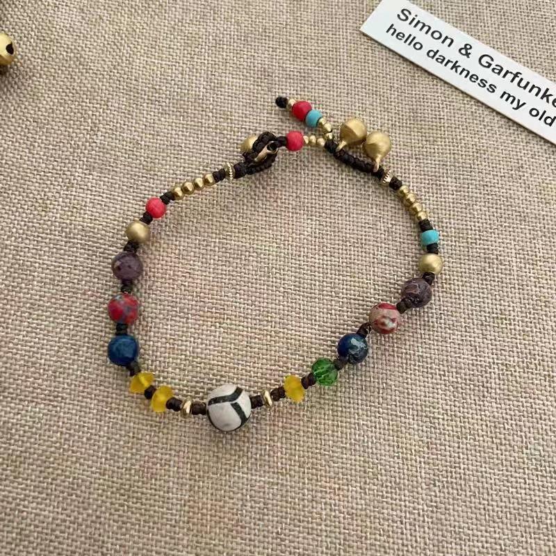 Этнический Тибетский стиль благоприятный браслет со слоном женский ретро плетеный браслет из натурального камня ниша высокого класса персонализированный браслет