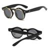 Double Layer Outdoor Sunglasses Round Frame Black Shades Glasses Flip Cover Sunglasses