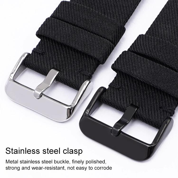 Stainless Steel Pin Buckle Nylon Woven Canvas Replacement Watch Band, Adjustable 12mm Wrist Strap
