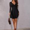 Summer Fall Sexy Slim Fit Mesh Long Sleeve Elegant Party Dress for Women