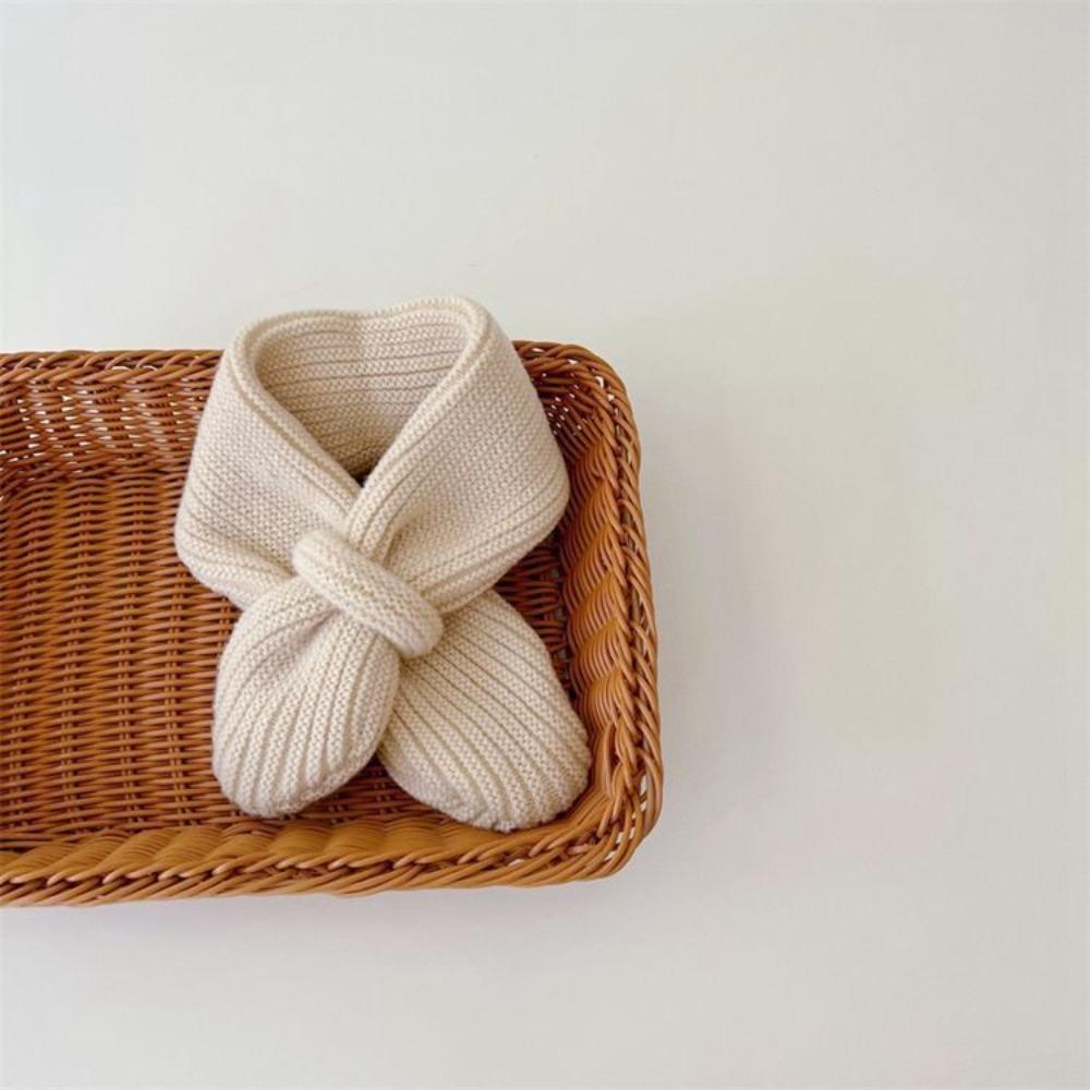 Корейский стиль Мальчики Девочки Шарф Однотонный Зимний Вязаный Шарф Простой Детский Вязаный Шарф Подарки