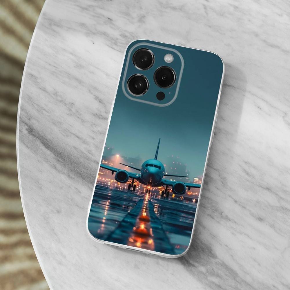 Авиация Арт Самолет Чехол Для iPhone 17,11,12,13,16,14,15,Pro,Max,Plus,X,XS,XR,SE,Mini Прозрачный Мягкий Силикон
