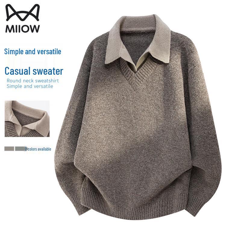 Miiow Men's Heavyweight Wool-Blend Mock-Layer Sweater