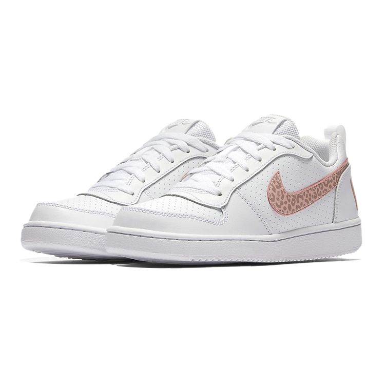 Nike Court Borough Synthetic Leather Non-Slip Durable Low-Top Kids Skate Shoes Kids Sneaker White Pink 845104-101