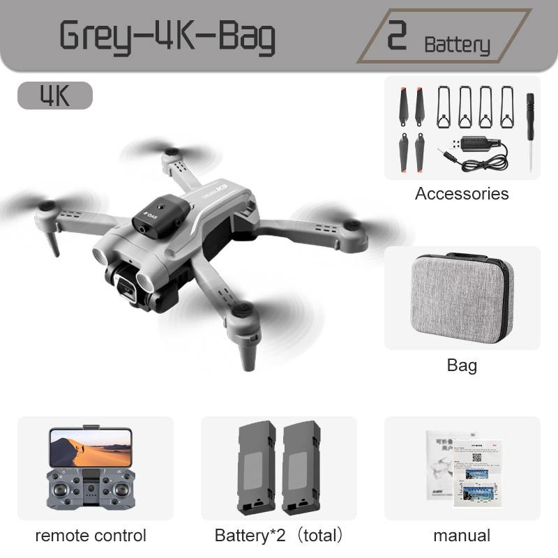 Новый радиоуправляемый дрон K9Pro с двойной камерой 4K, профессиональный широкоугольный оптический позиционирование потока, четырехсторонний мини-складной квадрокоптер для предотвращения препятствий