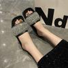 Fashion 2025 New Women Slippers Trend Bling Bling Crystal Slippers Women Flat Heel Shiny Slides Women Summer Fashion Rhinestone Sandals