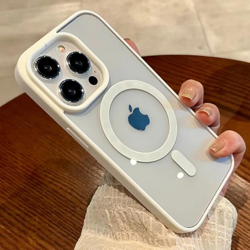 Роскошный прозрачный акриловый чехол с магнитами Magsafe для iPhone 17 Pro 16 15 14 13 12 11 Pro Max, беспроводная зарядка, розовый, жесткая поликарбонатная крышка