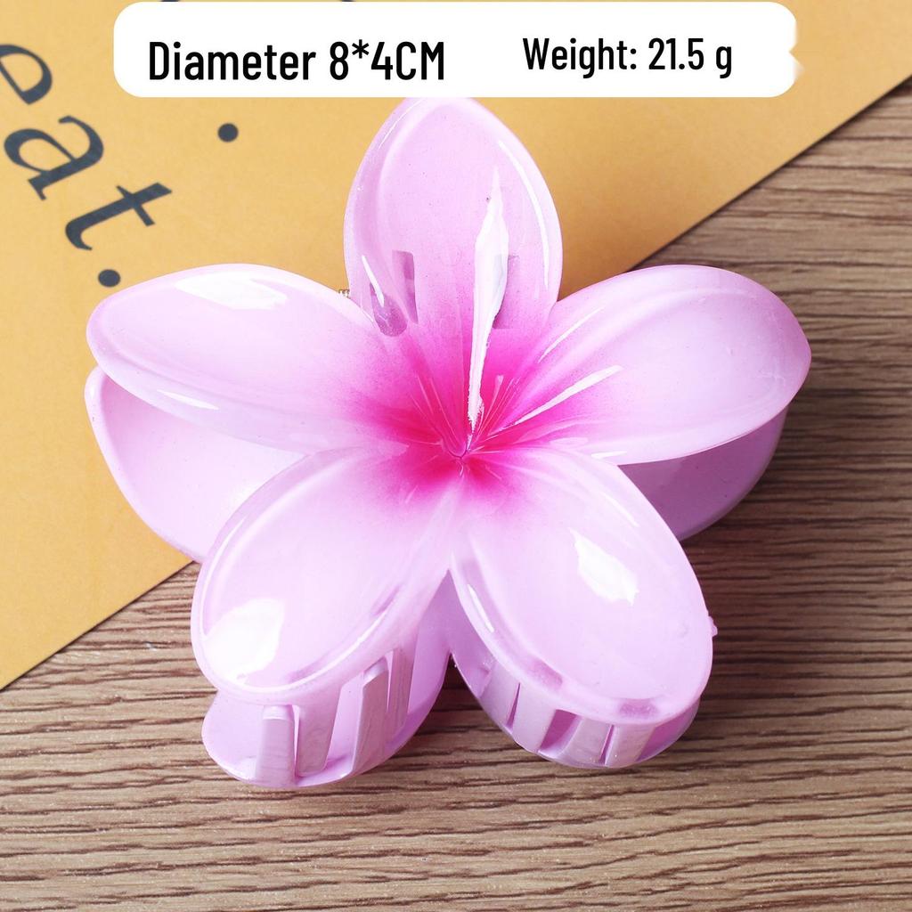 Colorful Plumeria Flower Shark Clip - Elegant Plastic Hair Accessory
