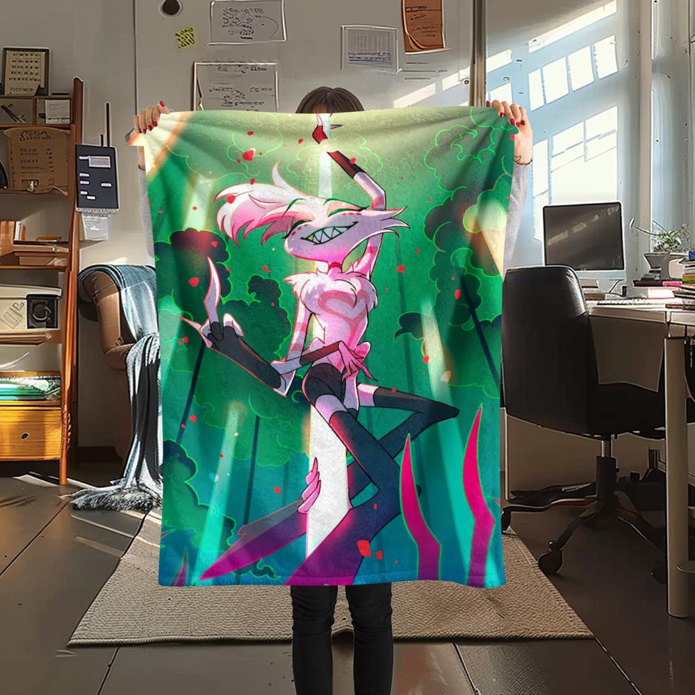 1Pc Angel Anime Print Flannel Blanket, High quality Comfortable for All Seasons, Home Decor, Warmth and Comfort, Perfect for Christmas Gifts 05