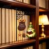 Creative Bookshelf Display Lamp Christmas Hanging Light, Snowman Book Nook Lamp, Metal Decorative Reading Space Accessories Floating Library
