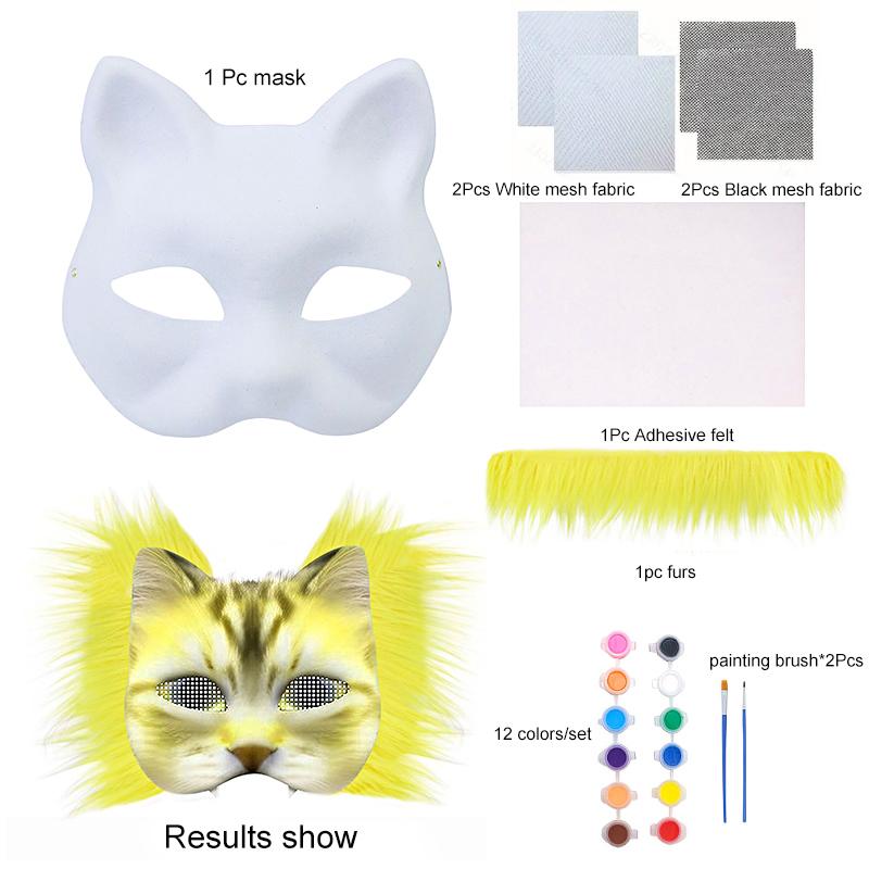 1 Набор Полуфабрикат Маска Маска Лисы Кошки Набор Масок для DIY Праздничные Принадлежности Сумка с Материалами для DIY Косплей