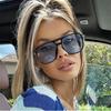 Модные квадратные классические солнцезащитные очки для мужчин, уличные солнцезащитные очки для женщин, новые, с большой оправой, ретро-тренд, пластик, люксовый бренд, дизайнерские очки