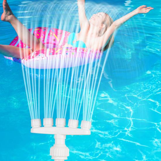 Solar Pool Fountain Adjustable Fountain with 7 Color LED Lights Universal RGB Color Changing Waterfall Light with Remote Control