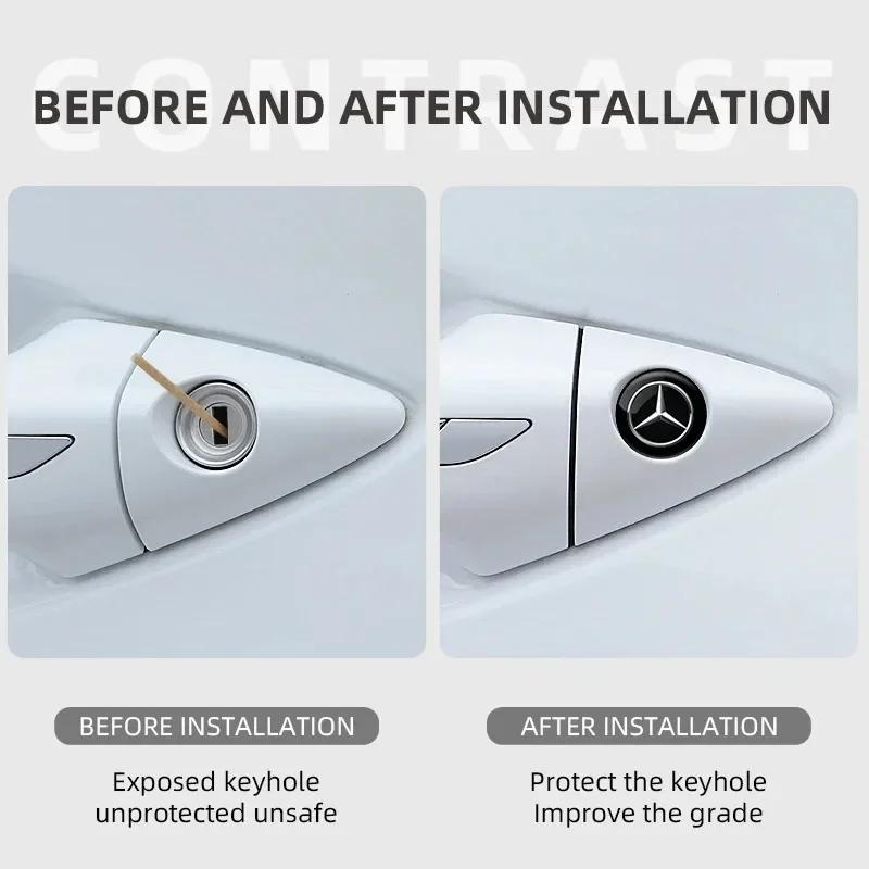 jwlsk5 2025 Hot Car Lock Keyhole Stickers Decoration Protection Car styling For Benz AMG W206 W204 W205 W212 W213 W221 W222 W223 W251 W