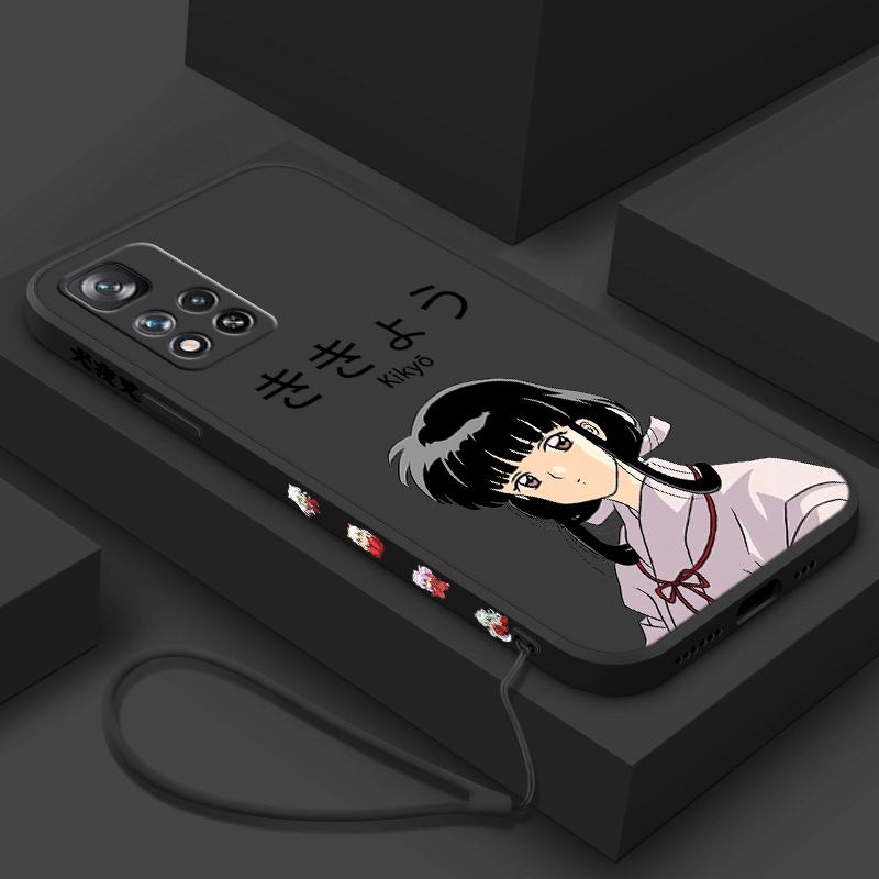 Inuyasha аниме милый для Xiaomi Redmi Note 12 11T 11S 11E 10S 10T 10 9S 9T 8 Pro Plus Lite жидкий левый чехол для телефона с веревкой