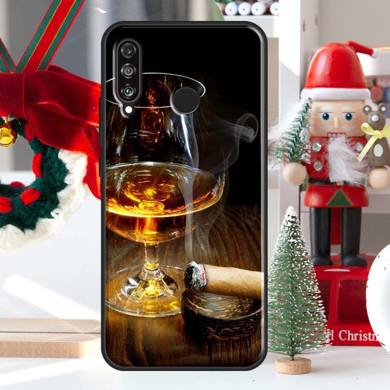 Чехол для Huawei Nova 7i 8i 11i 12i 12s Y73 Y70 Y90 Y60 Y72 Y61 Y91 9 10 SE P30 Pro P40 Lite с изображением сигары, виски и льда