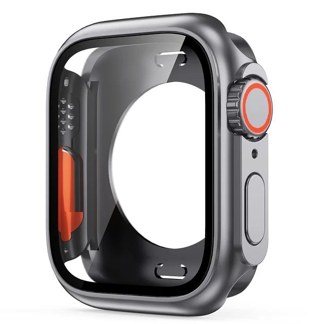 Защитный чехол-бампер для Apple Watch 44 мм 45 мм 40 мм 41 мм Жесткий ПК Передний и задний бампер для IWatch 9 8 7 6 5 4 Изменить на Ultra