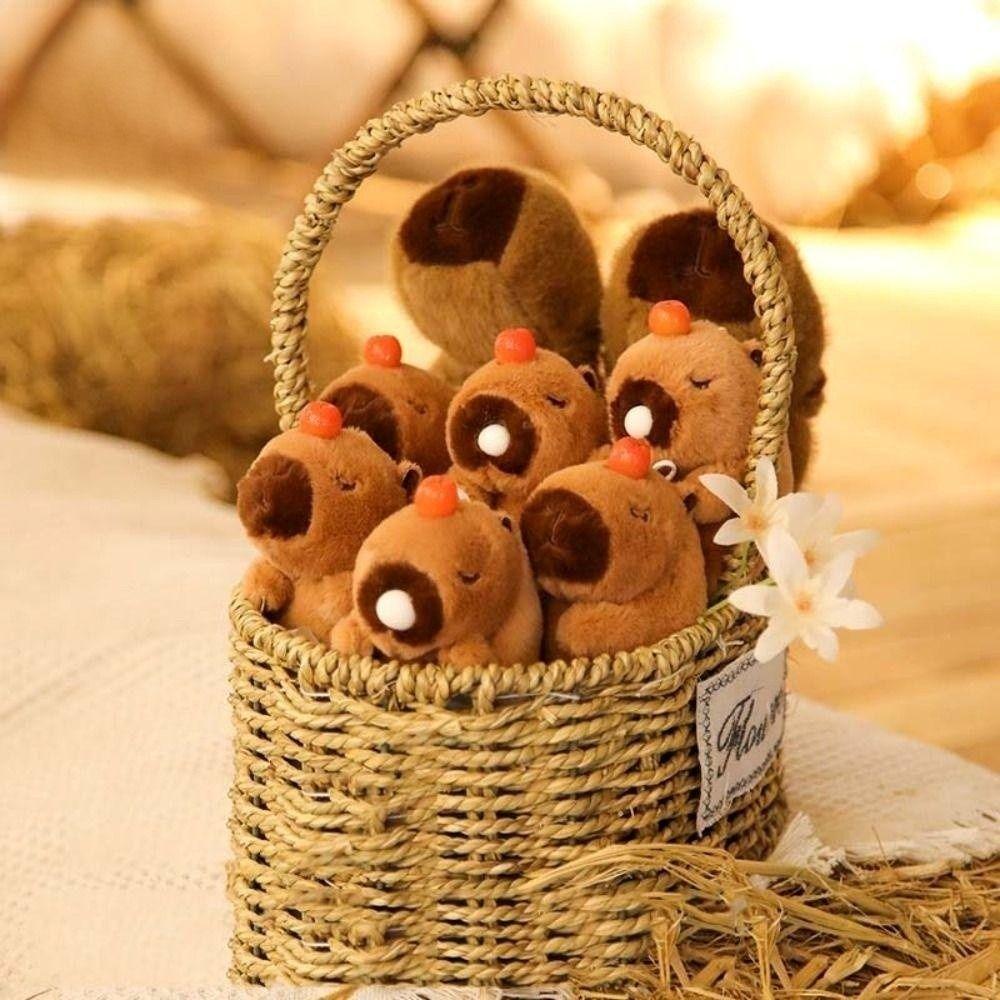 Мягкий брелок-игрушка пищащая капибара подвеска для рюкзака сумочка подарок на день рождения