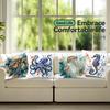 1,4 Pcs Color Ocean Theme Single-Sided Printed Pillowcase Cushion Cover,Suitable For Living Room,Bedroom,Car Decoration