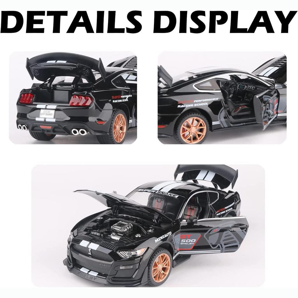 1:32 масштаба Ford Mustang Shelby GT500, литая под давлением модель автомобиля из сплава с откидной спинкой, звуком и светом, мини-симуляторы транспортных средств, игрушки для детей, бойфренда