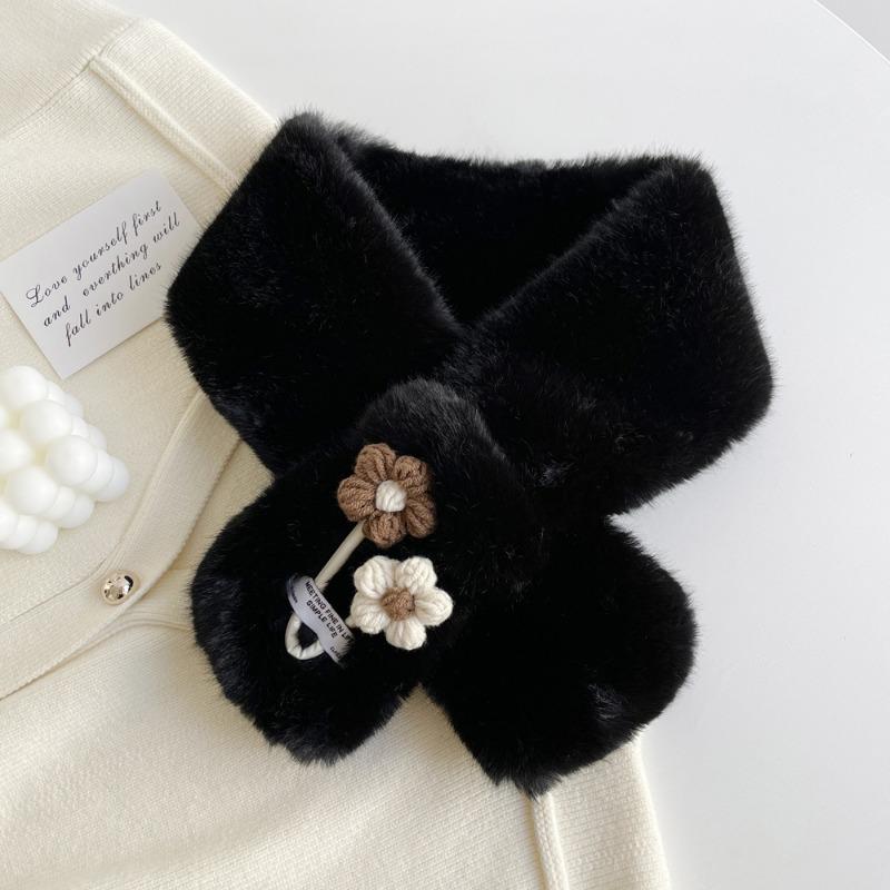 Зимний утолщенный теплый шарф-воротник из искусственного кроличьего меха, теплый пушистый шарф