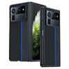 For TECNO Phantom V Fold2 Case Carbon Fiber Texture Leather + PC Anti-Drop Folding Phone Cover