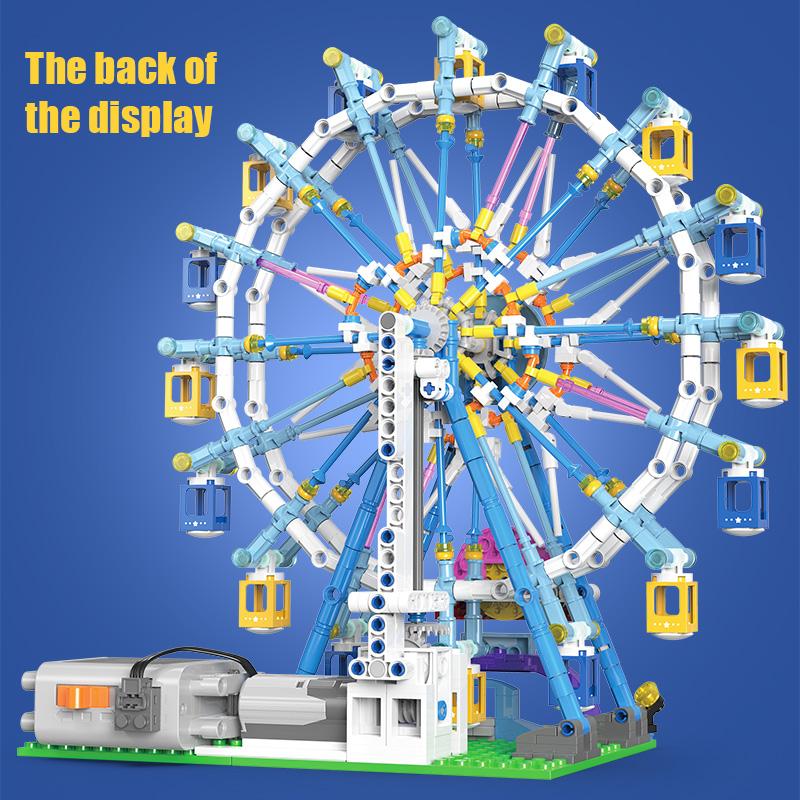 Non-Toxic Zkzc City Friends Moc Rotating Ferris Wheel Building Blocks Electric Bricks With Light Toys For Children Christmas Gifts