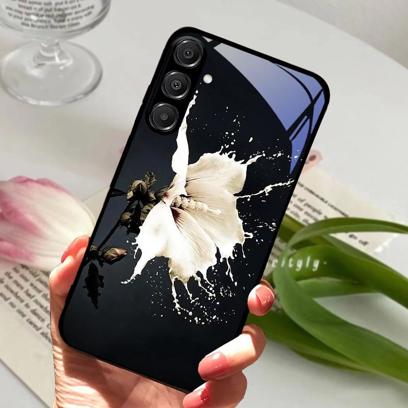 Чехол для Samsung A26 5G Жесткий ПК Закаленное Стекло Чехол для Телефона Для Samsung Galaxy A36 A56 5G Модный Животный Стеклянный Защитный Чехол