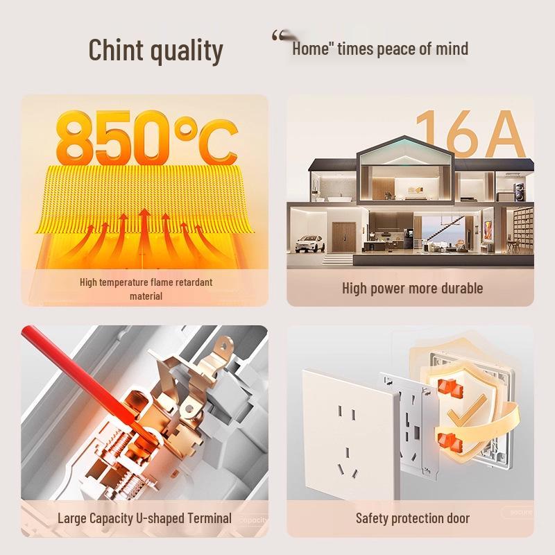 Chint 16A Настенная розетка для кондиционера, одинарная, пятиконтактная, тип 86, бриллиантово-белый.