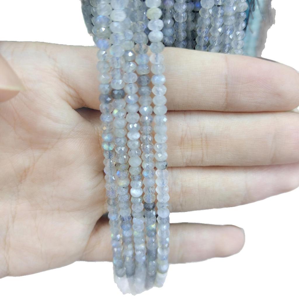 Faceted Gray Moonstone Abacus Beads: DIY Jewelry Round Beads String, Semi-finished Components.