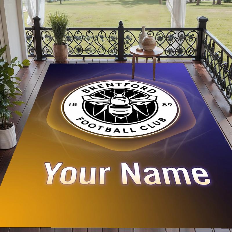 Custom Text Printed Rug Brentford Football Non Slip Floor Carpet For Home Room Decor
