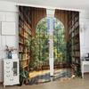 2 шт., Сценические шторы для библиотеки, Машинная стирка, Полиэстер, Без электричества, Семейная вечеринка для спальни, офиса, гостиной, дома