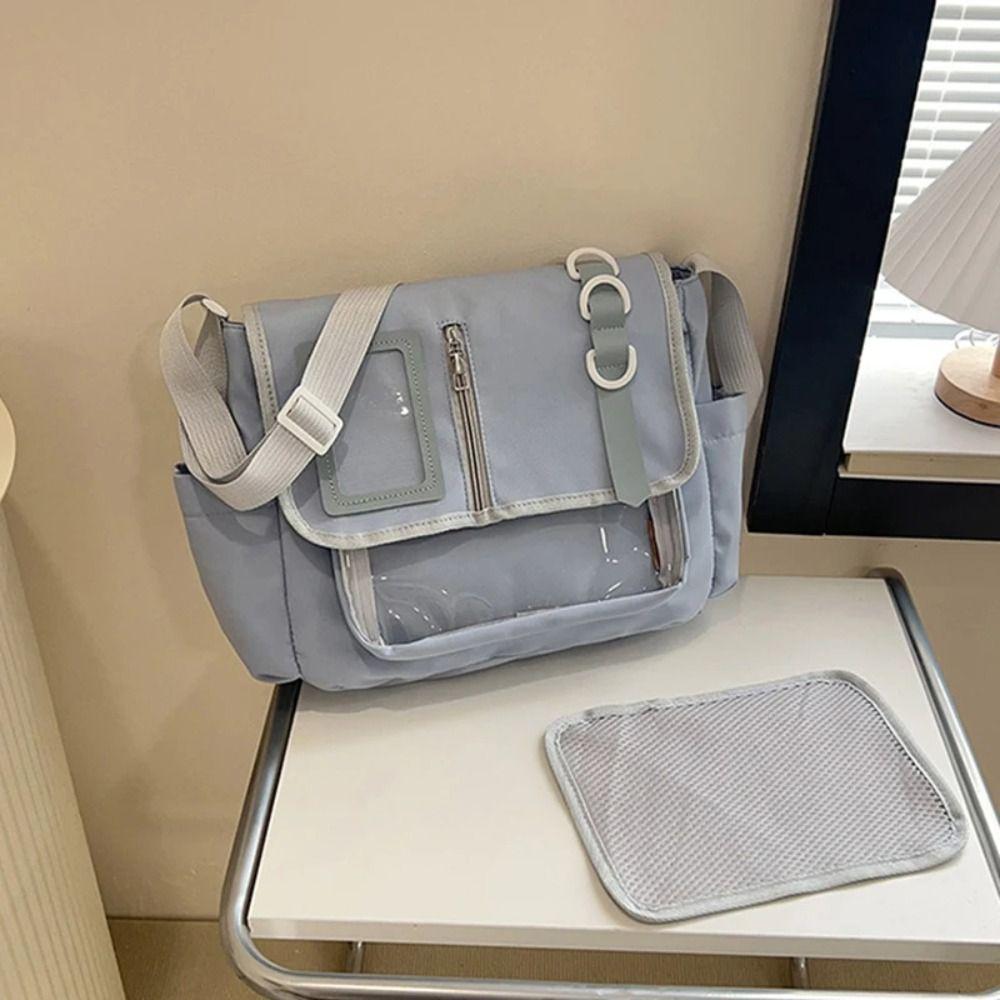 Solid Color Harajuku School Bag Japanese Messenger Bag Versatile Transparent Itabag  DIY