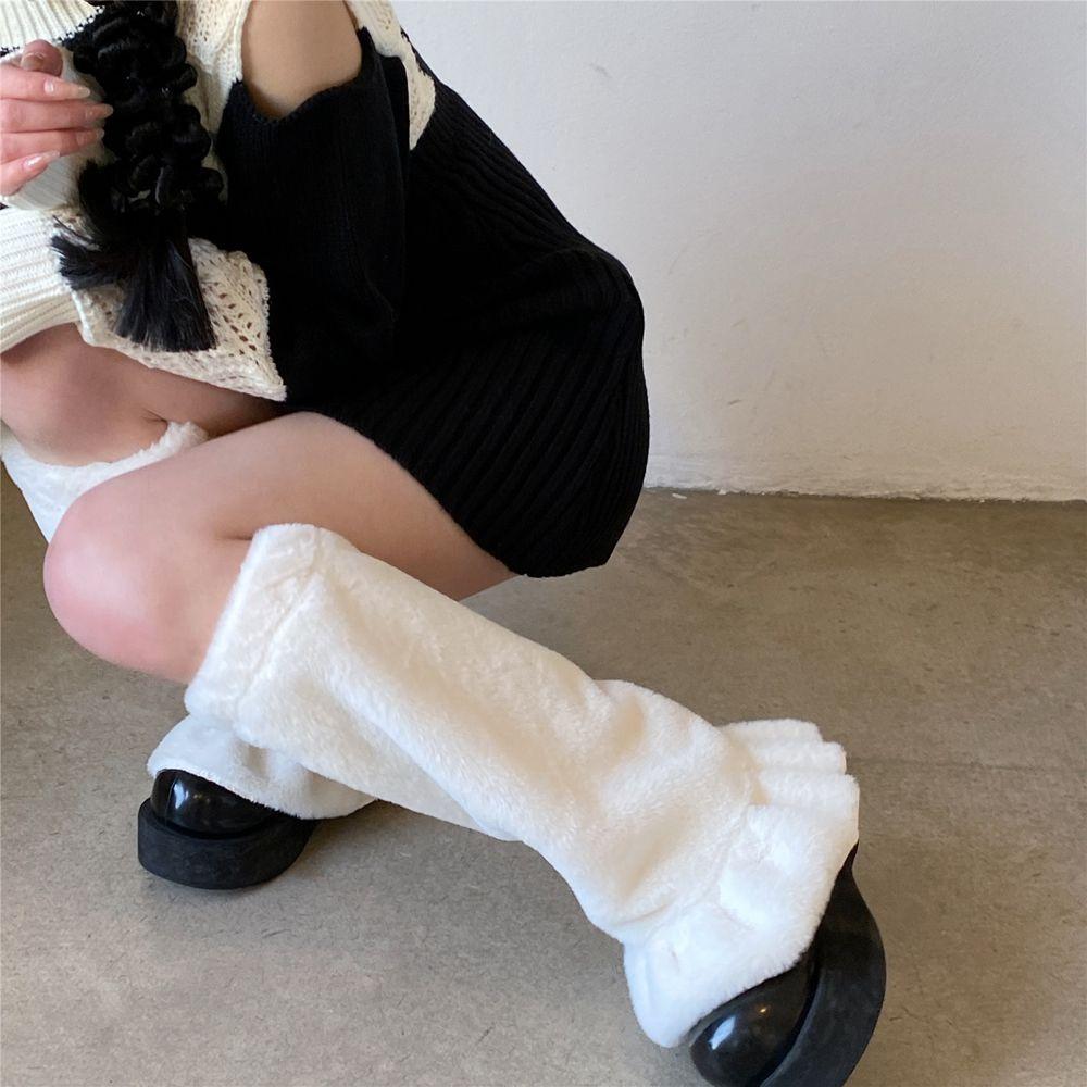 Гольфы JK Гетры с оборками Гольфы для ног Плюшевые носки для ног Женские гетры Корейский стиль Чулочно-носочные изделия