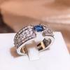 High Quality for Women with AAAA Ring Big Blue Stone Exquisite Women's Engagement Ring Party Jewelry Anniversary Gift