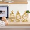 3Pcs Abstract Thinker Figurine Mini Sitting Thinker Resin Statue Sculpture Living Room Home Office Bookshelf Desktop Decoration Ornament