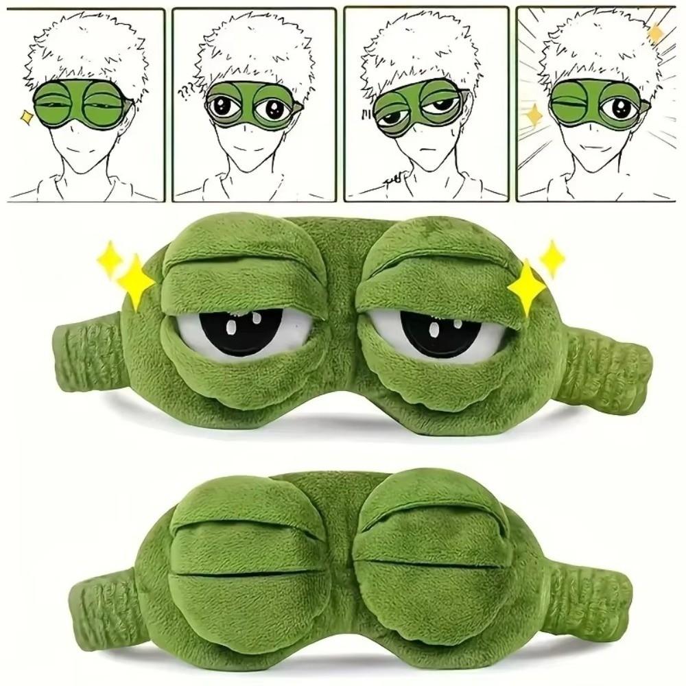 Green Big Eyes Frog Sleep Eye Mask Cartoon Plush Sleeping Eye Cover Lovely 3D Eye Mask Travel Nap