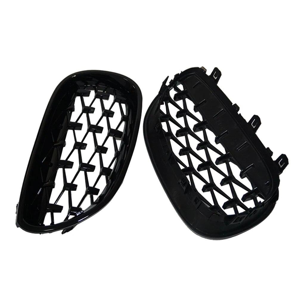 Пара автомобильных гоночных грилей с алмазной решеткой для почек для BMW E60 E61 550i 535i M5 2004-2009, решетки переднего бампера, грили в метеоритном стиле