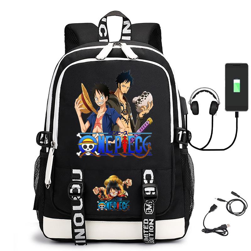 Хит продаж Рюкзак ONE PIECE Луффи с USB-зарядкой, большая вместимость