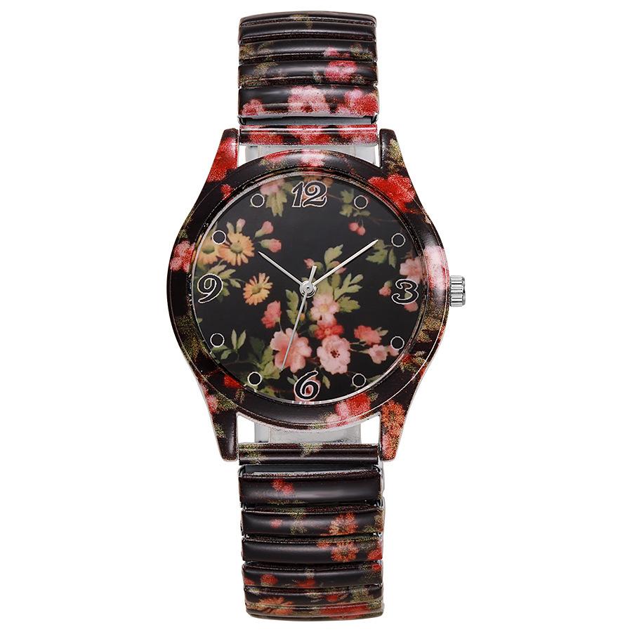 New Fashion Woman Luxury Adjustable Spring Band Bracelet Watch Women Flowers Stainless Steel Clock Quartz Watches Reloj Mujer